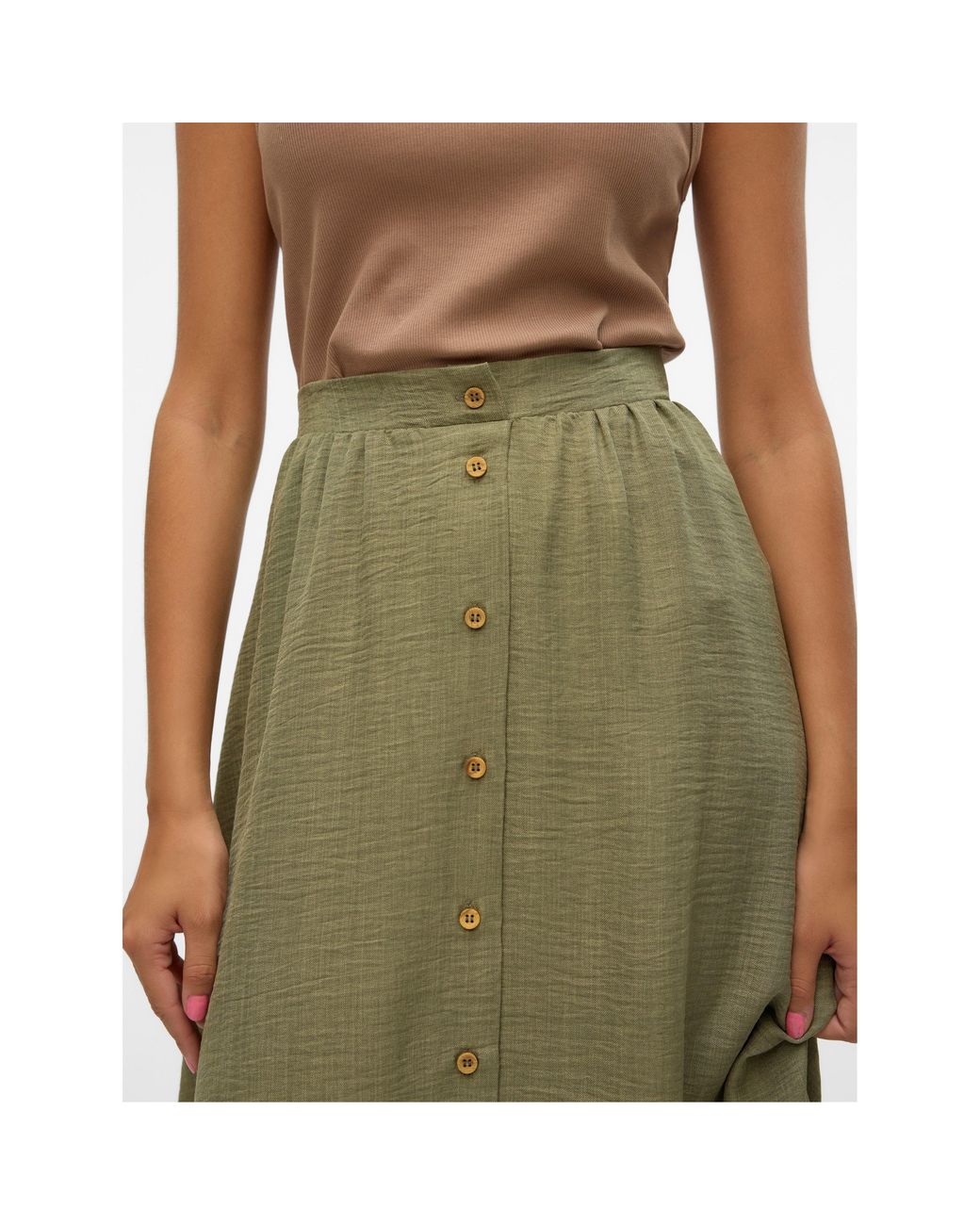Vero Moda Green Laney Long Midi Skirt