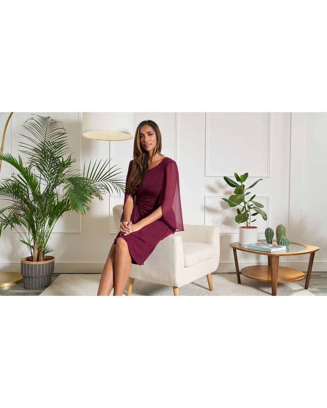 Gina Bacconi Red Ryder Jersey And Chiffon Wrap Dress