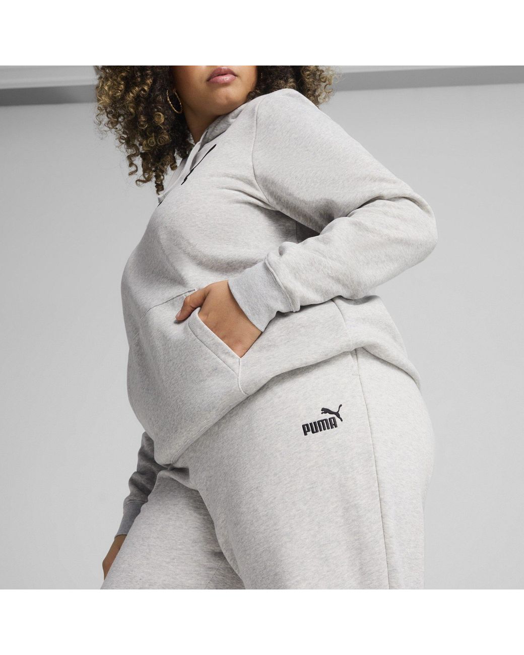 PUMA Gray Essentials Logo Slim Trousers