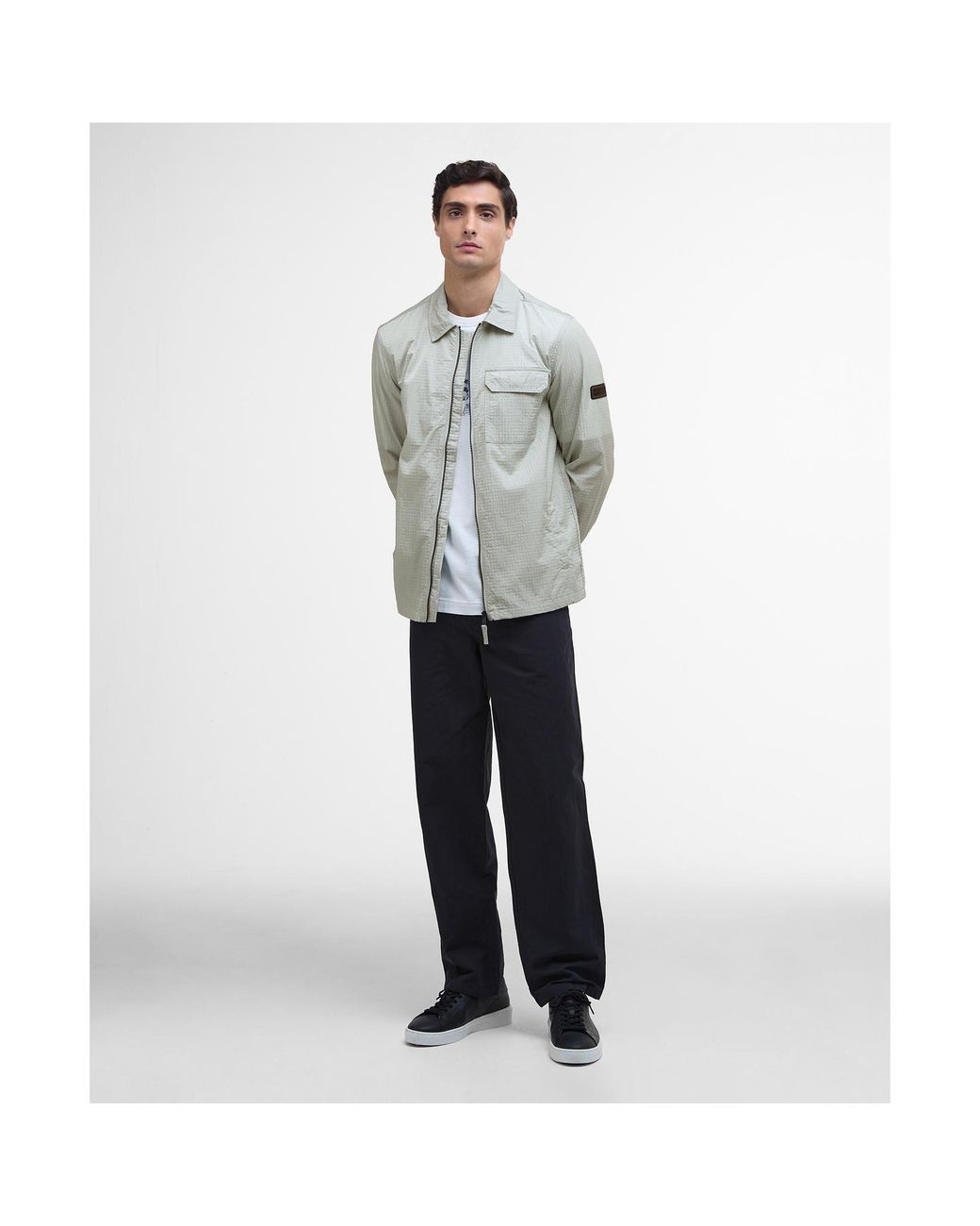 Barbour Gray Rosso Ripstop Long Sleeve Zip Overshirt for men