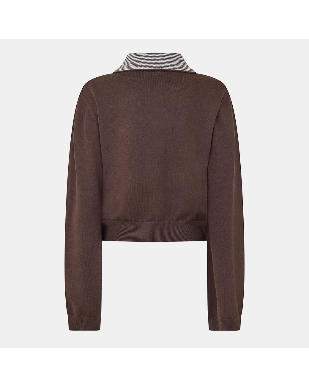 The Couture Club Brown Striped Collar Polo Shirt