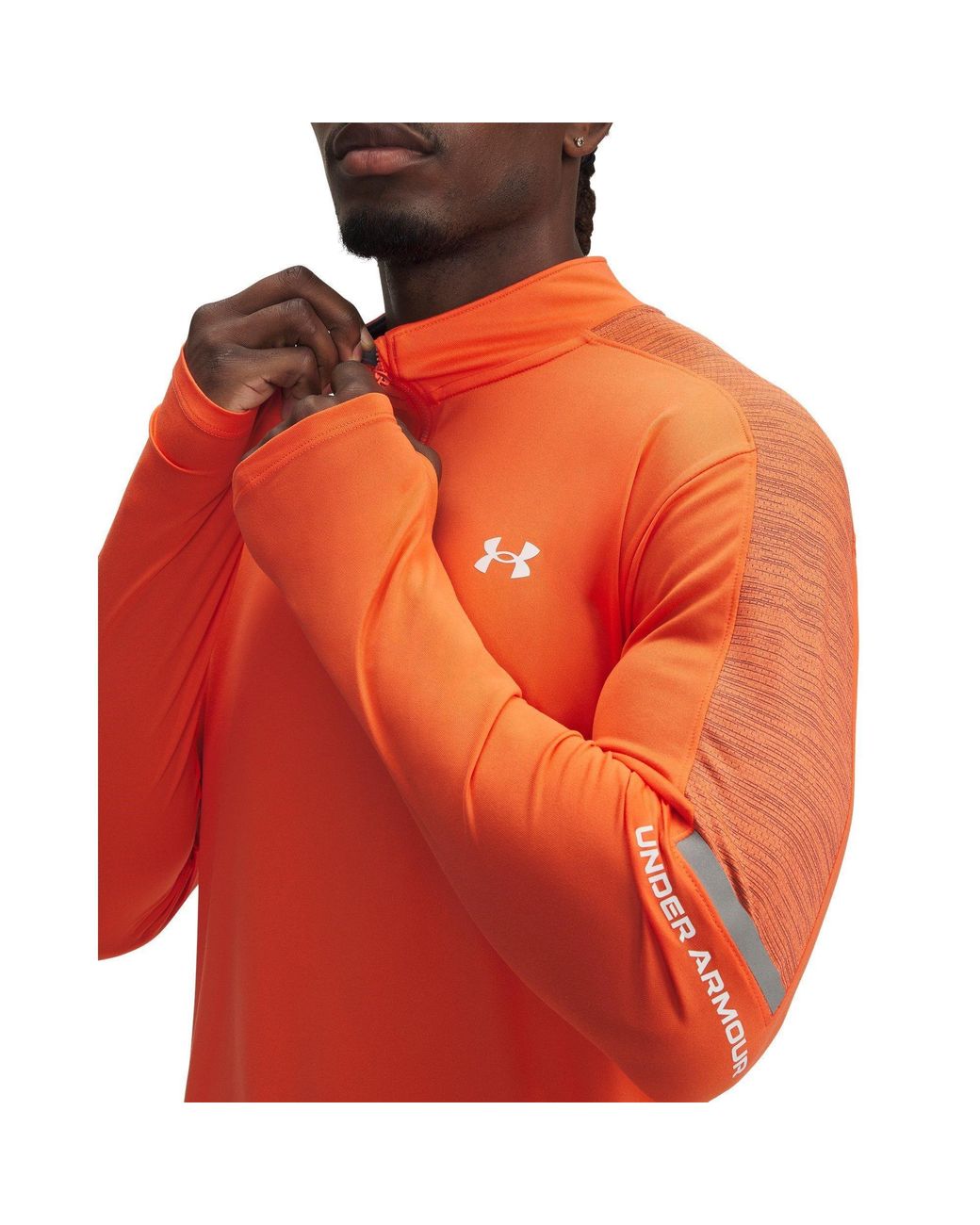 Under Armour Orange Tech ¼ Zip Fire Castlerock for men