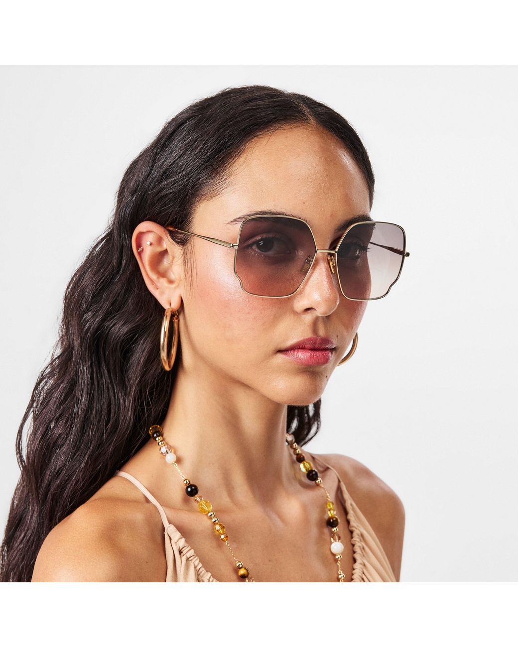 Chloé Brown 92S Hexagonal Retro Sunglasses