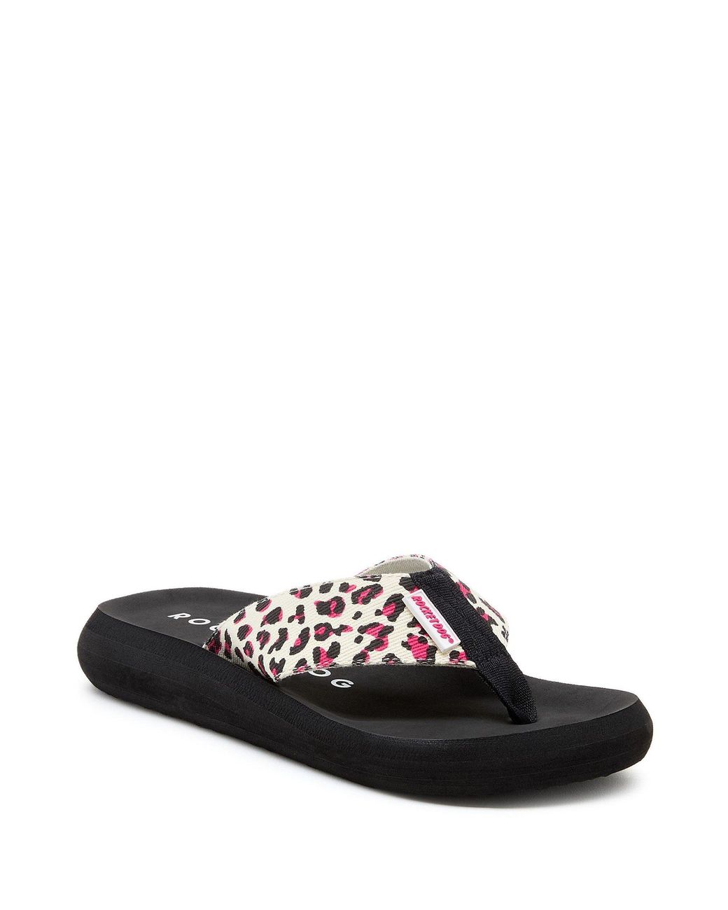 Rocket Dog Black Spotlight Monroe Leopard Print Flat Sandals
