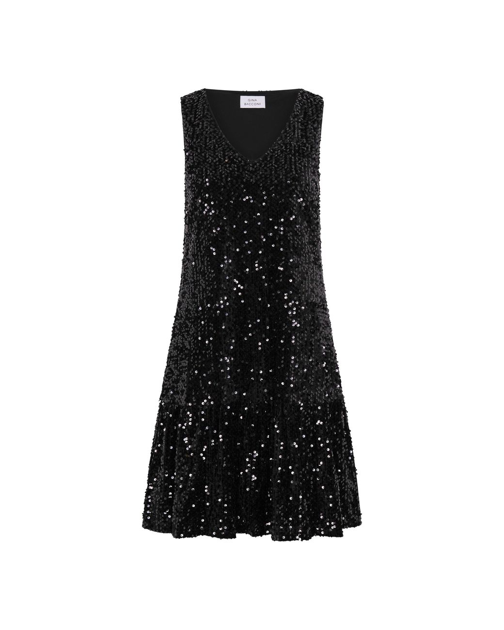 Gina Bacconi Black Stef Sequin Shift Dress