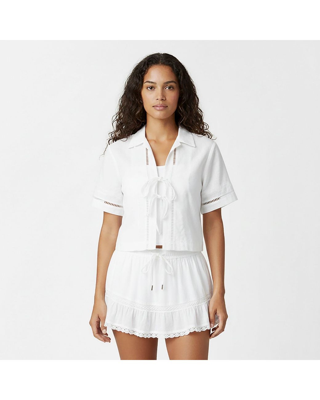 Jack Wills White Linen Broderie Shirt