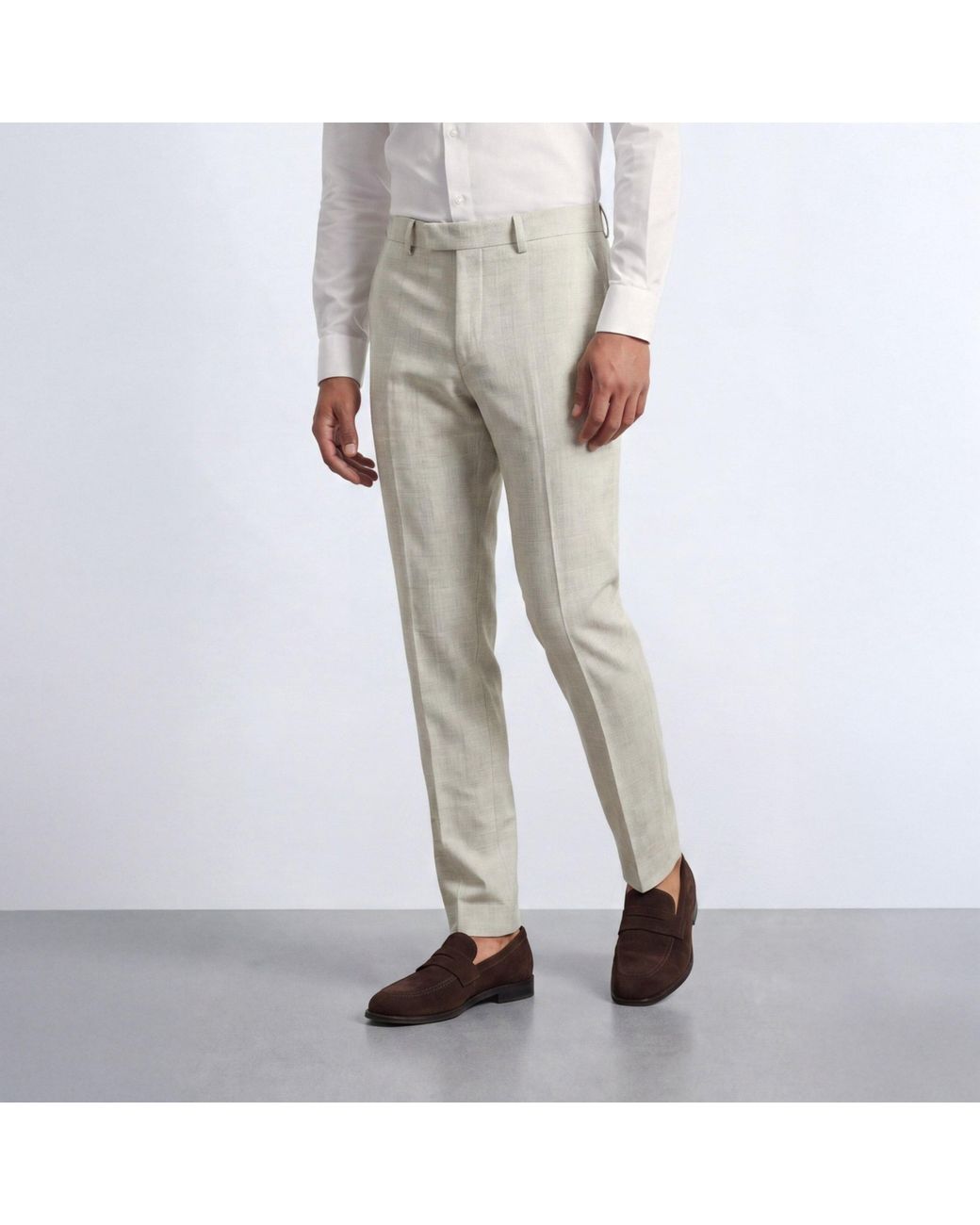 Twisted Tailor Gray Beckford Slim Fit Check Suit Trousers for men