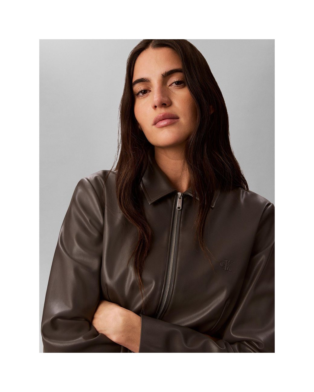 Calvin Klein Gray Faux Leather Jacket