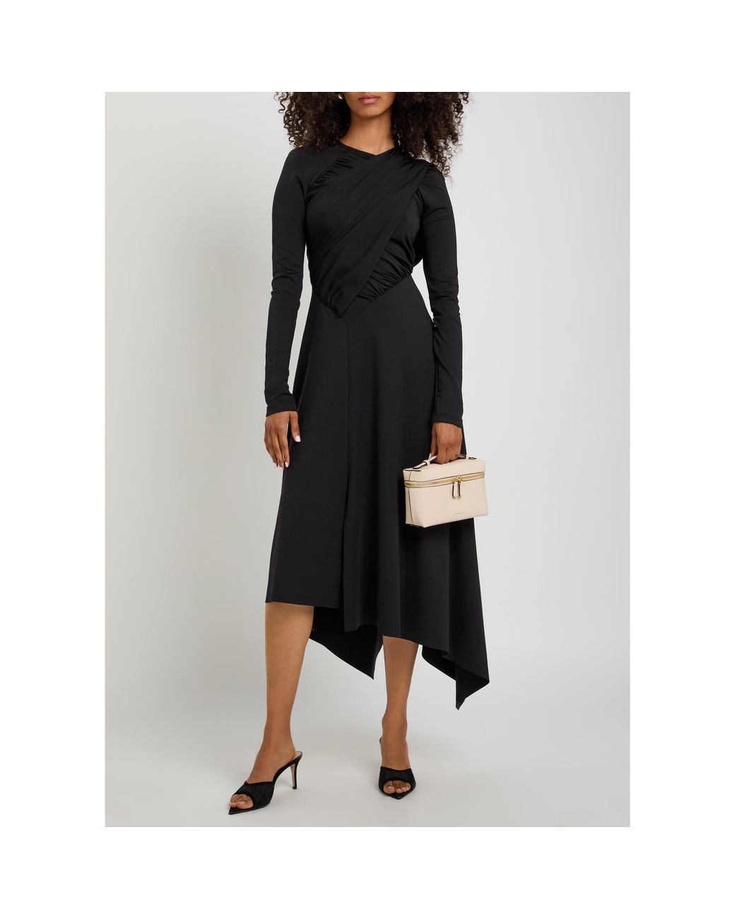 Victoria Beckham Black Long-Sleeve Wrap Dress