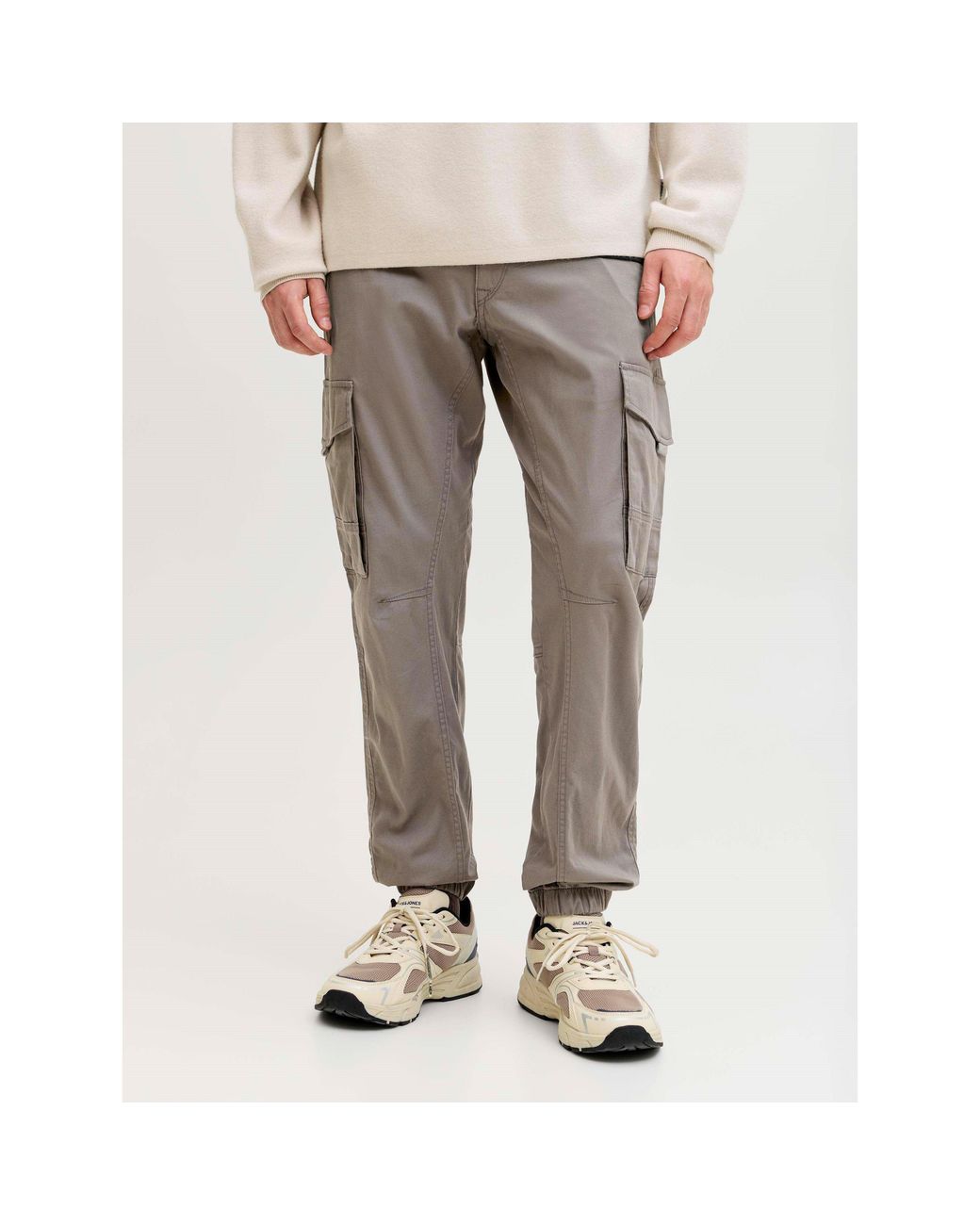 Jack & Jones Gray Slim Stretch Cuffed Cargo Pants for men