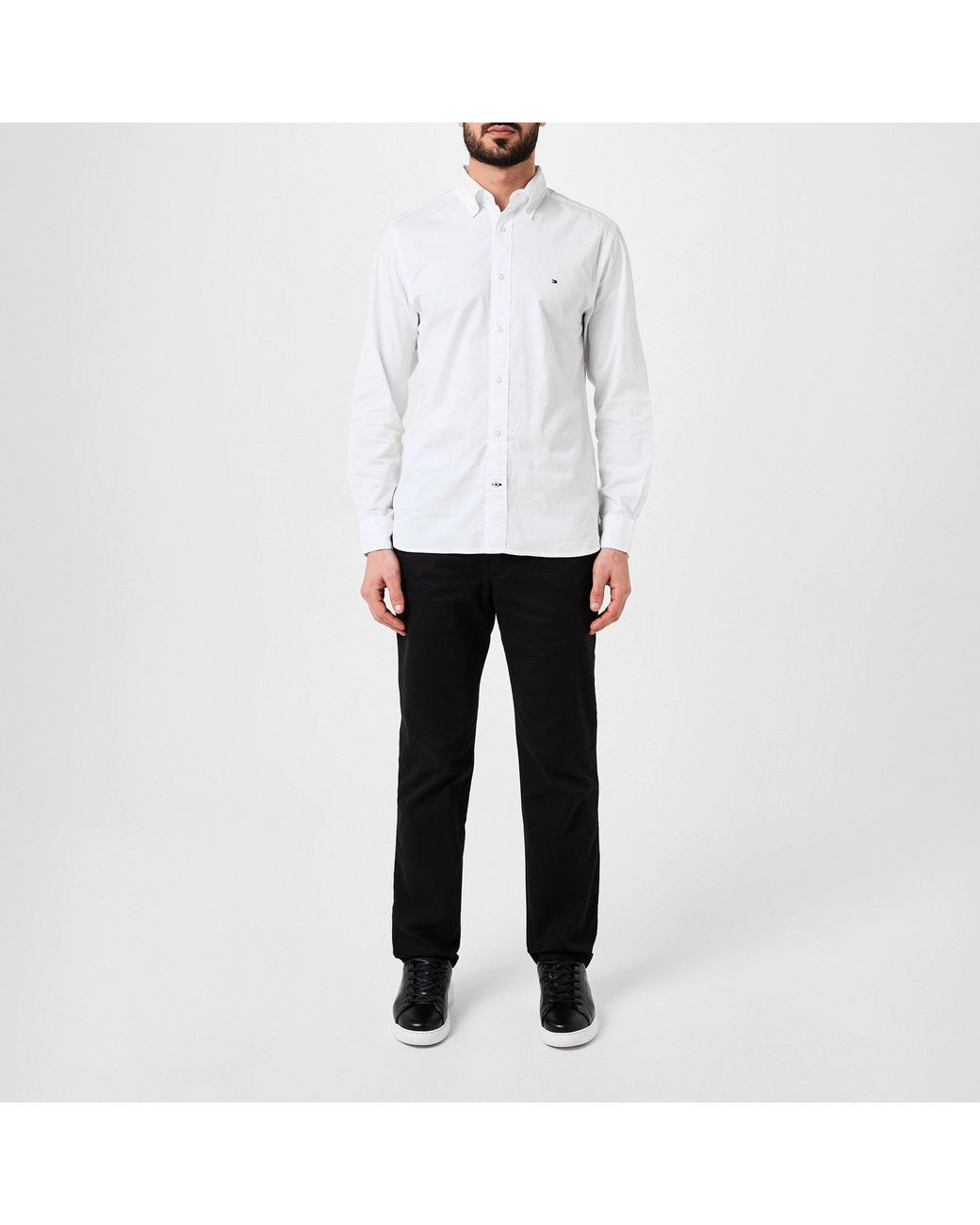 Tommy Hilfiger White Core Flex Long Sleeve Poplin Shirt for men