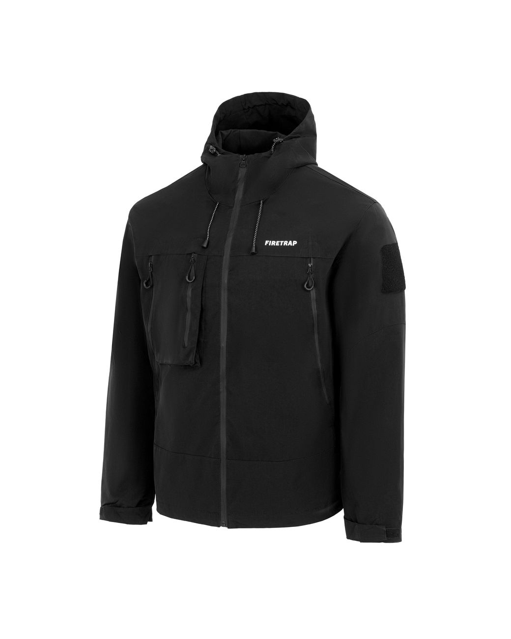 Firetrap Black Windproof Hooded Long Sleeve Windbreaker for men