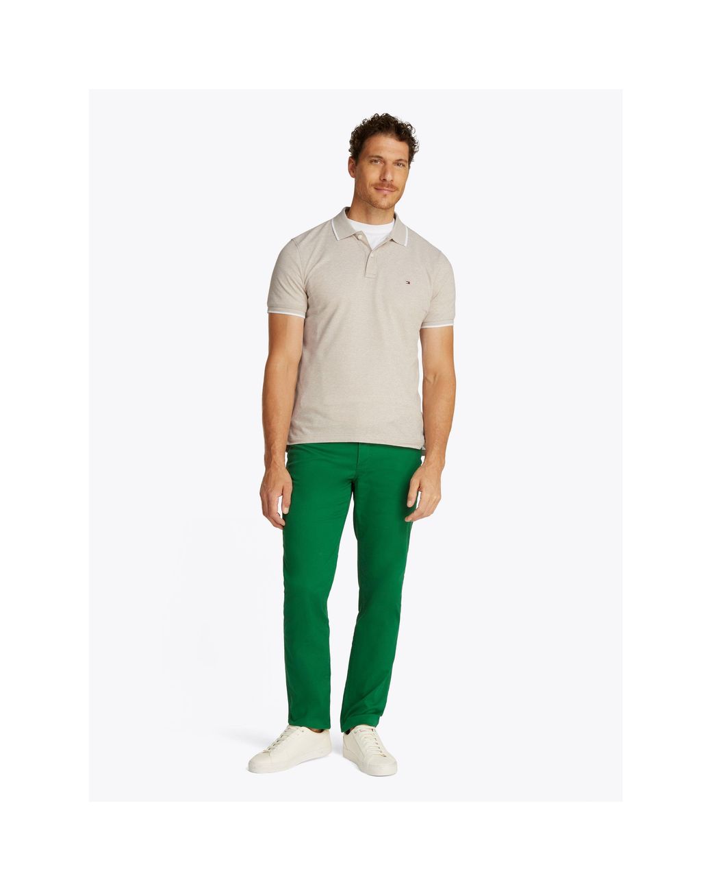 Tommy Hilfiger White Linen Pique Short Sleeve Polo Shirt for men