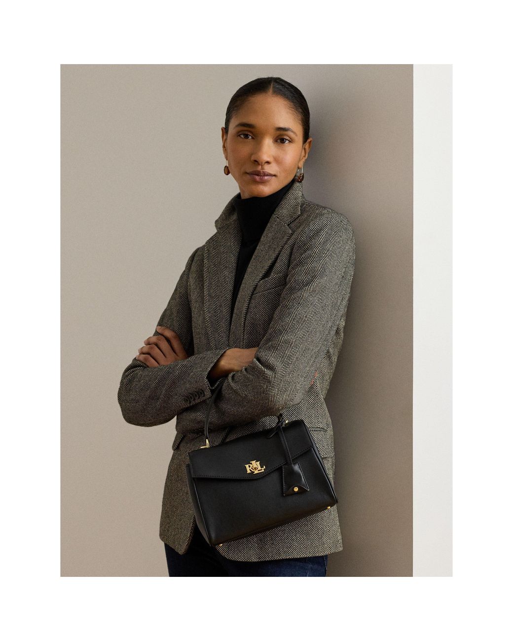 Ralph Lauren Black Farrah Small Leather Satchel