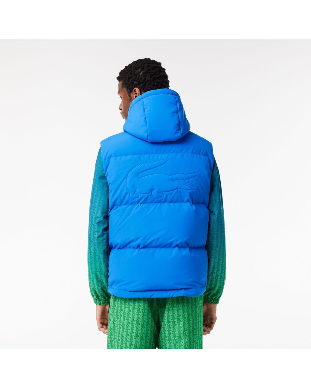 Lacoste Blue Puffer Quilted Zip Through Gilet for men