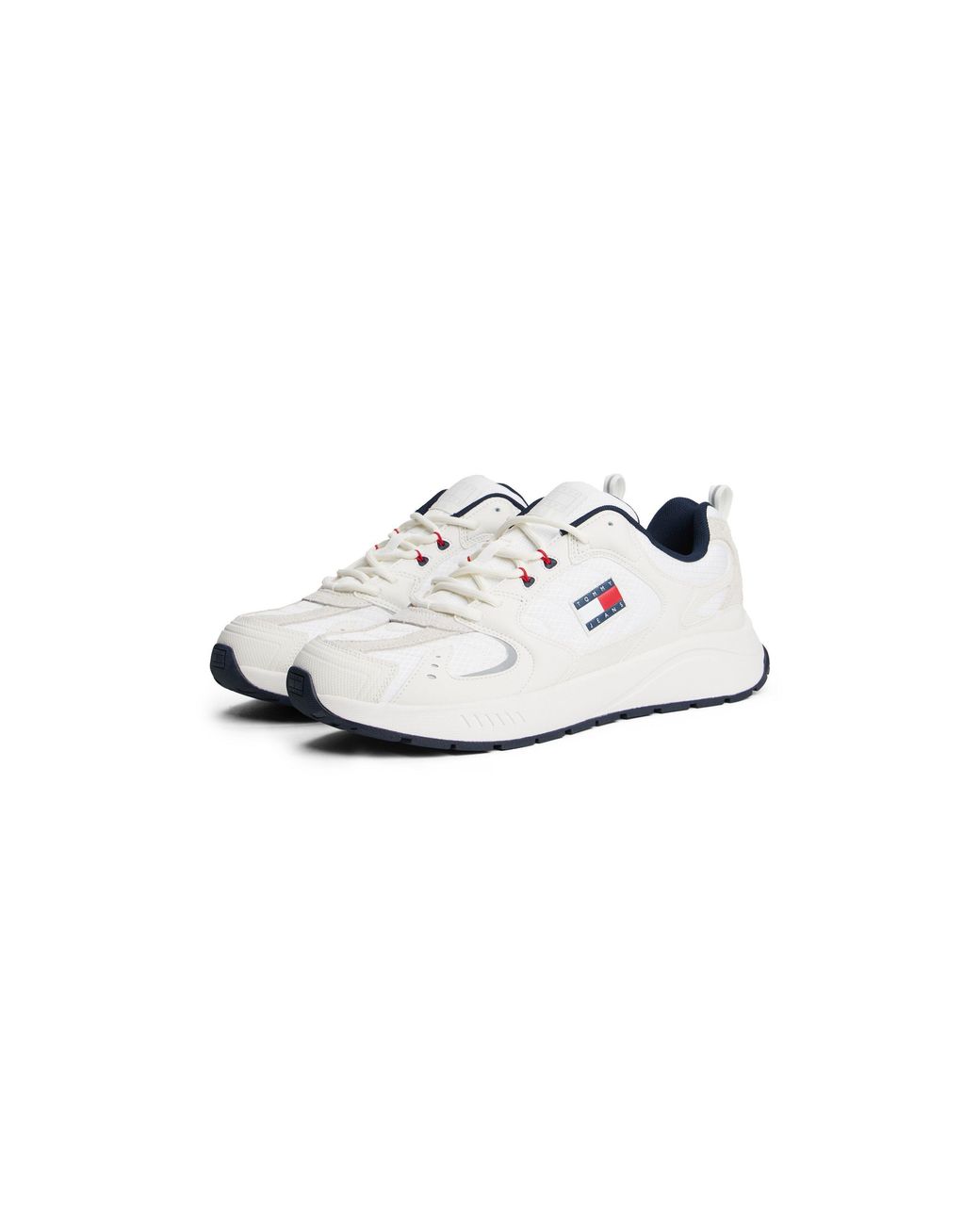 Tommy Hilfiger White Logo Mixed Texture Trainers for men