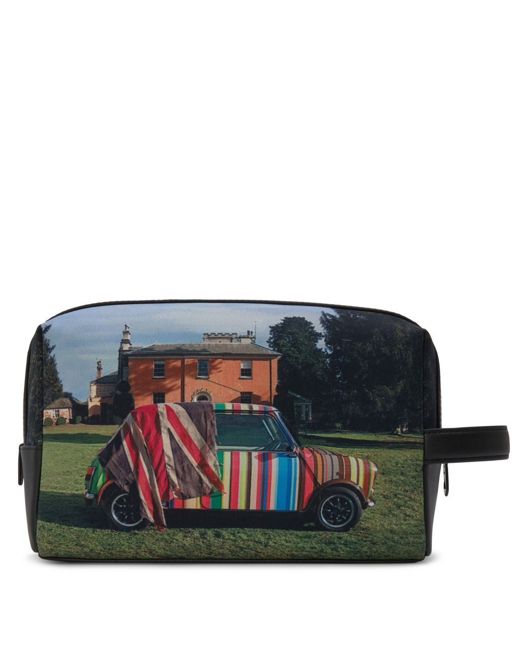 Paul Smith Blue Mini Print Leather Trim Washbag for men