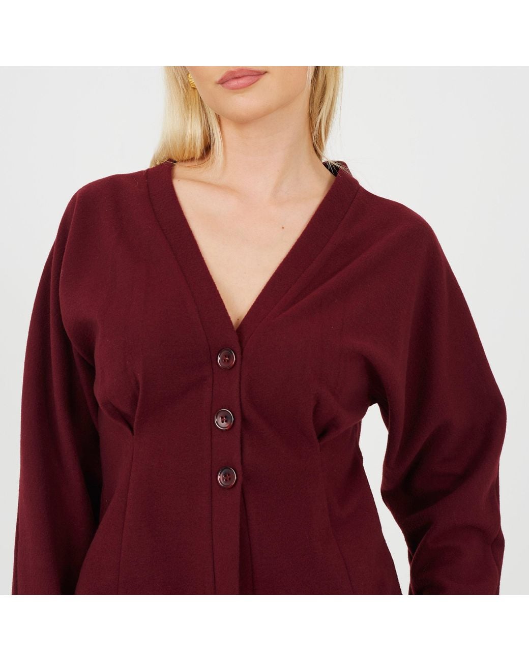 Brave Soul Red Ladies Long Sleeve Button Down Top