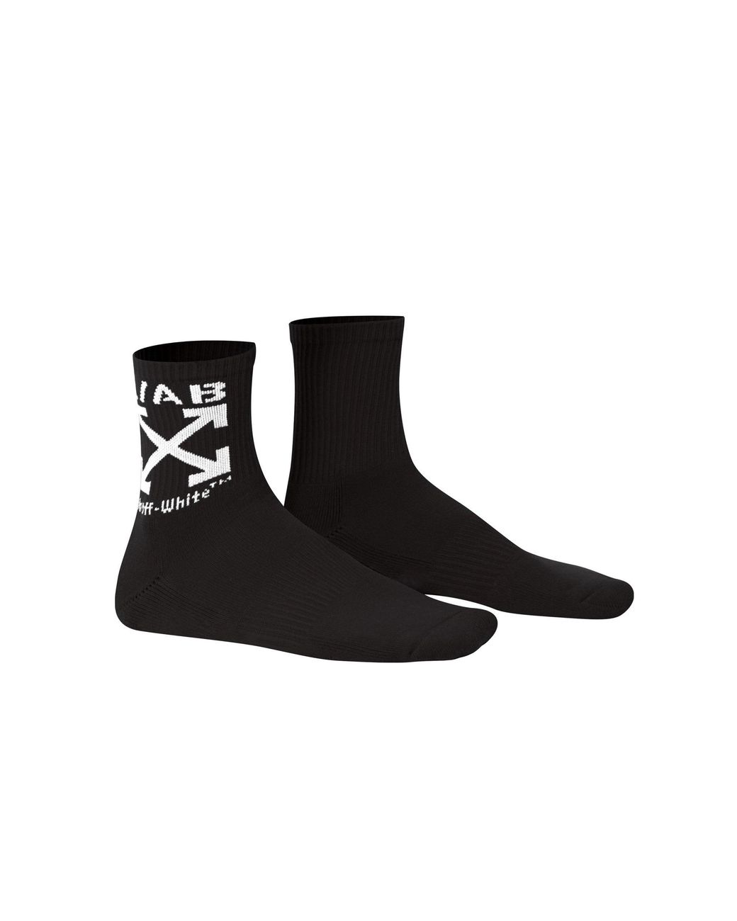 L/AB Off White Black Below-Calf Crew Socks 6 Pack for men