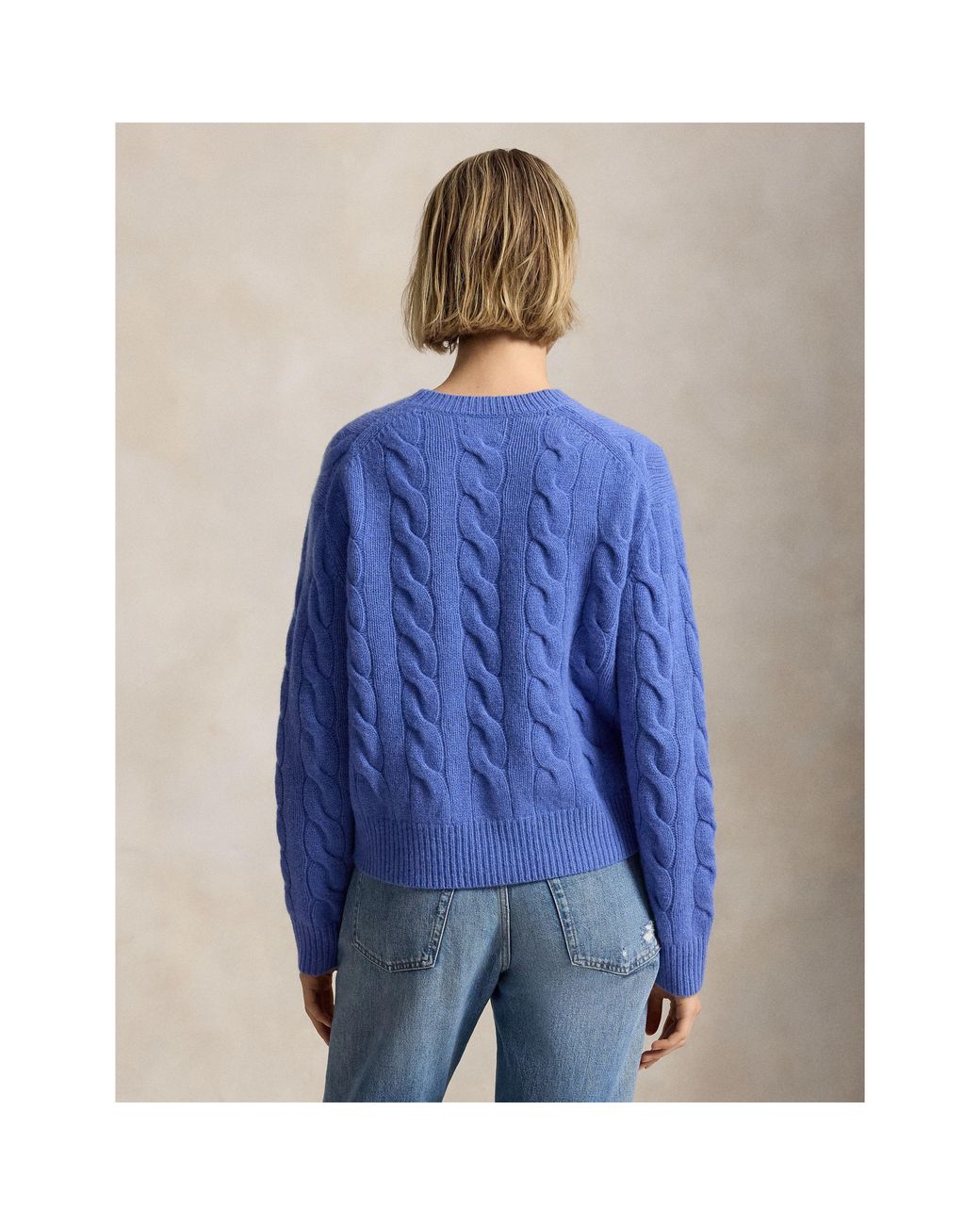 Polo Ralph Lauren Blue Os Cable Crew Neck Jumper