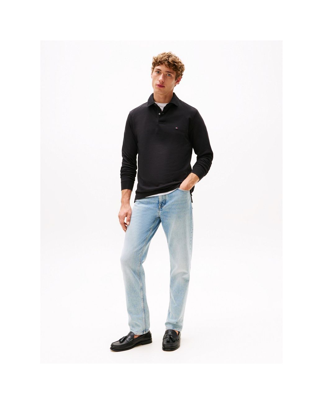 Tommy Hilfiger Black 1985 Long Sleeve Polo Shirt for men