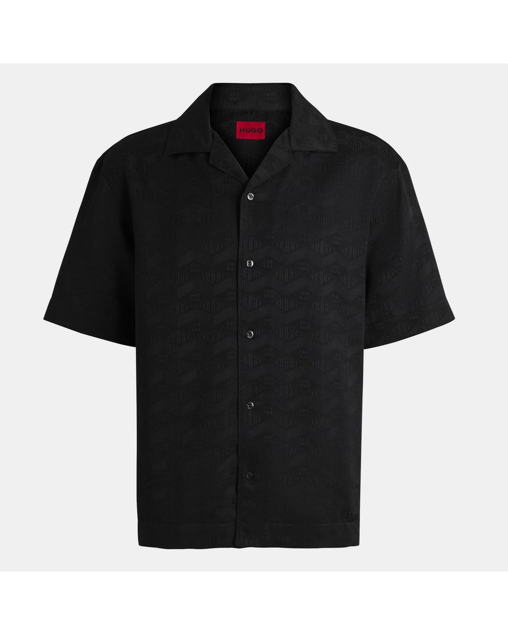 HUGO Black Espino Short-Sleeve Patterned Shirt for men