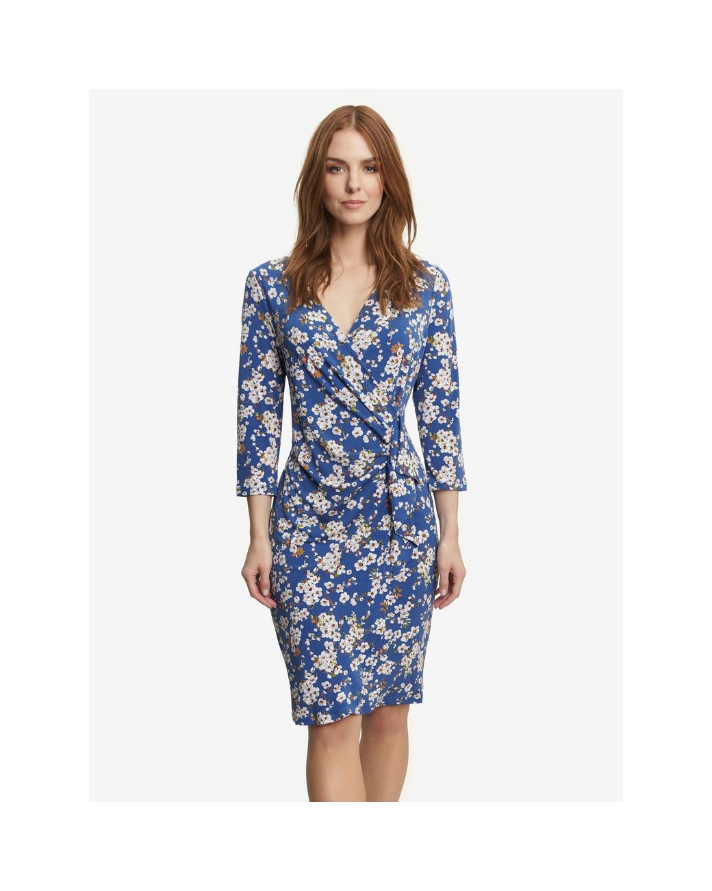Gina Bacconi Blue Wendy Printed Jersey Dress