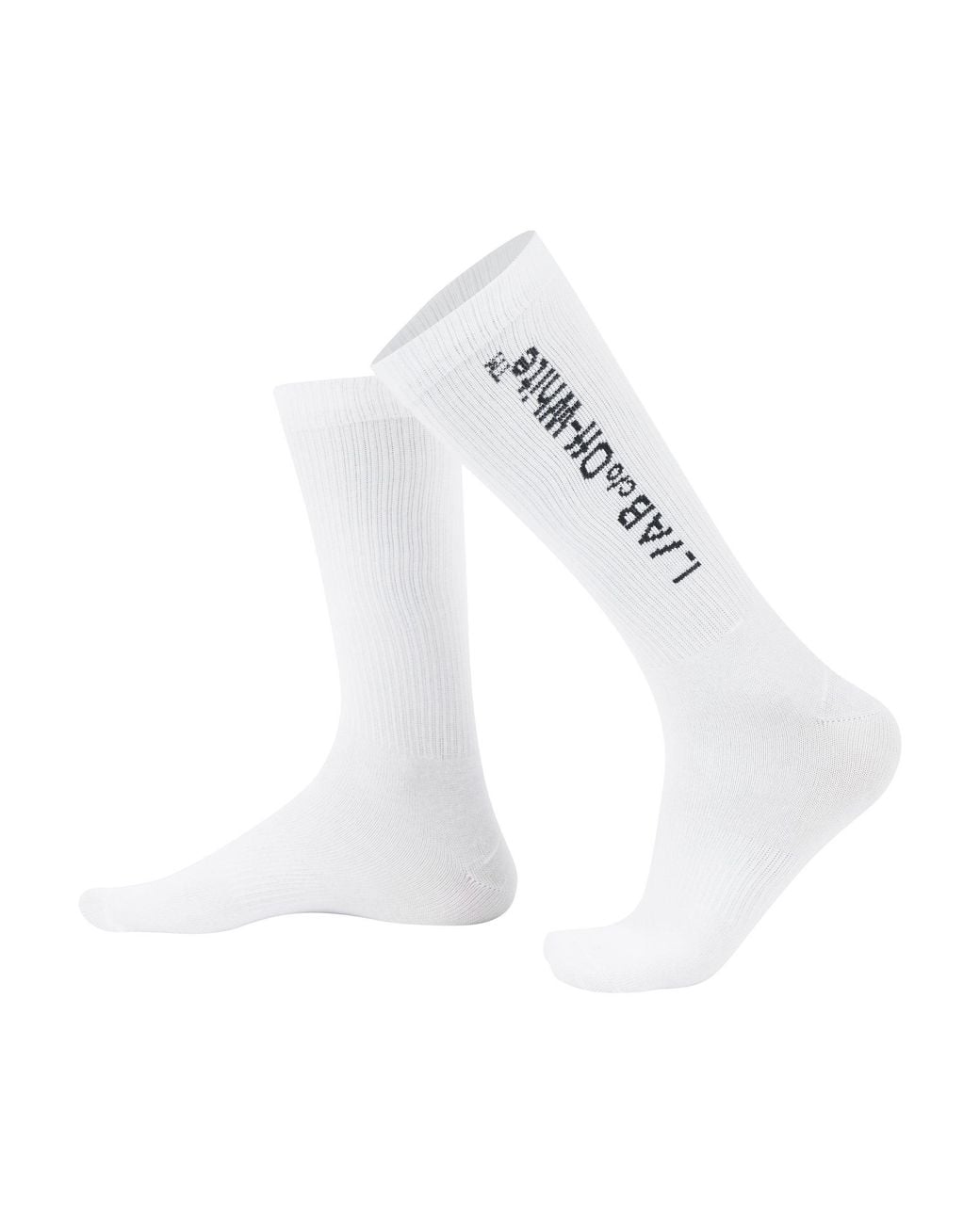 L/AB Off White White Text 3 Pack Crew Socks for men