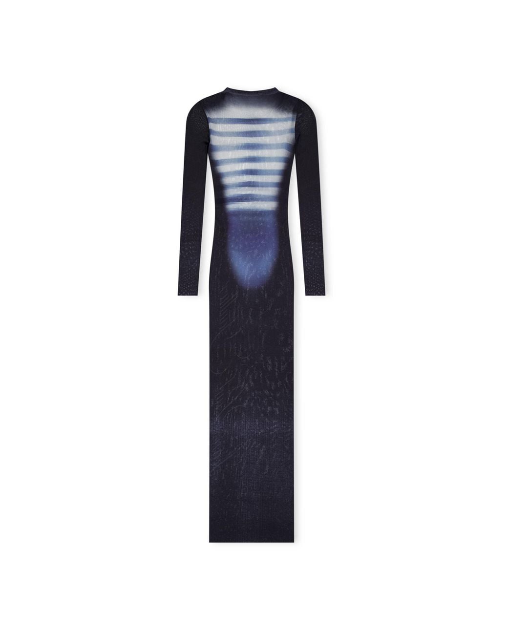 Jean Paul Gaultier Blue Long Sleeve Mesh Maxi Dress