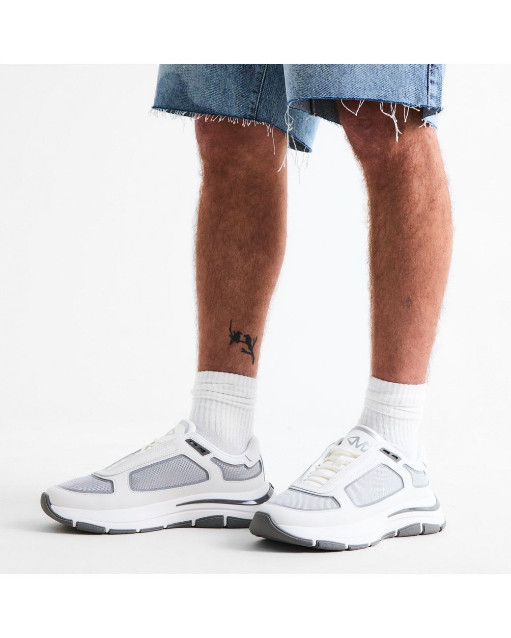 Mallet White Alton Leather Low-Top Trainers for men
