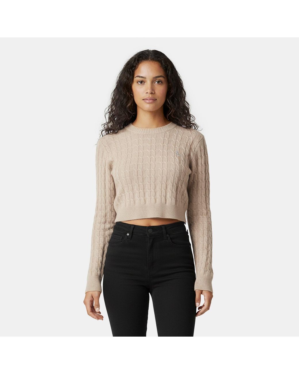 Jack Wills Natural Jw Cropped Tinsbury Crew Neck Jumper