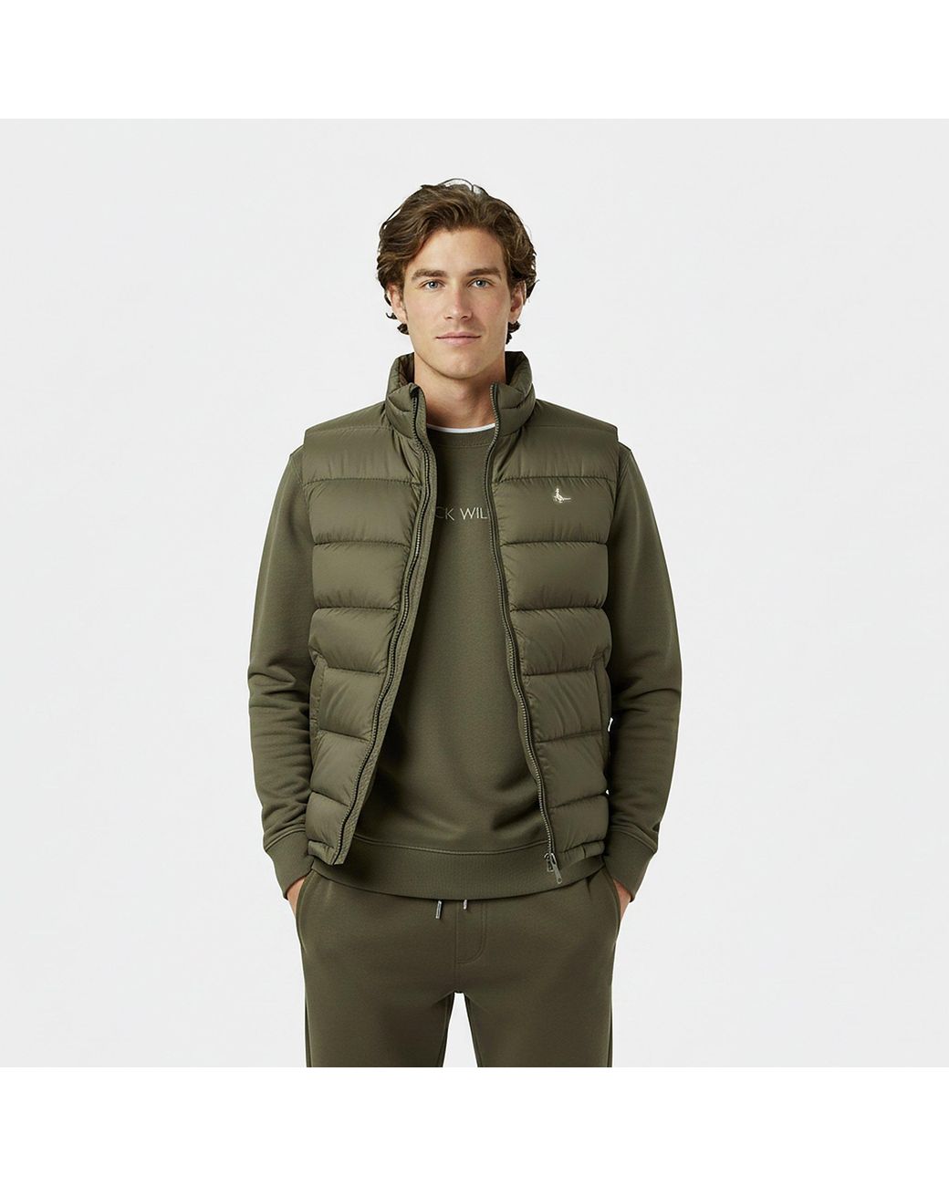 Jack Wills Green Kershaw Lightweight Water Resistant Puffer Gilet for men