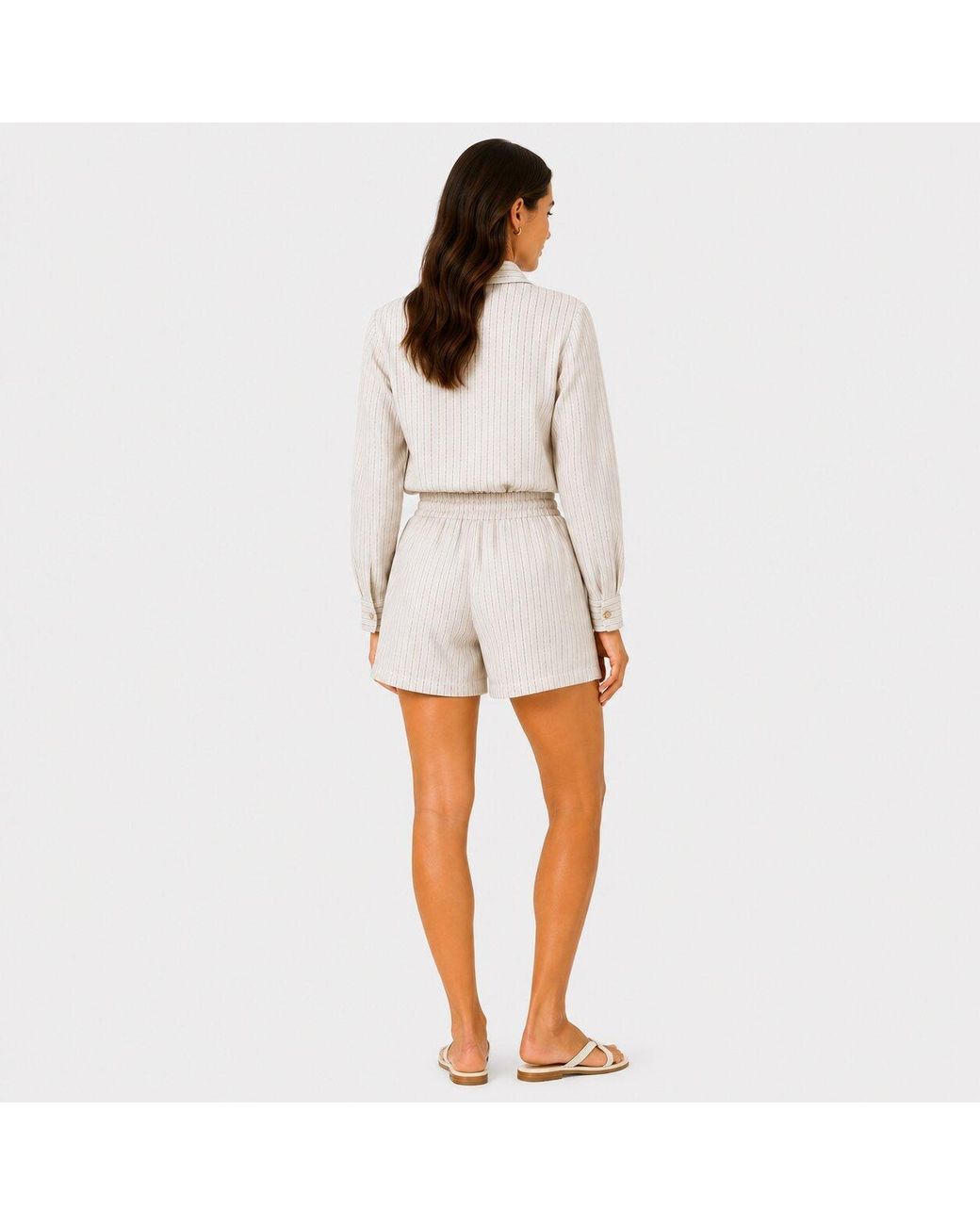 I Saw It First White Striped Woven Shorts