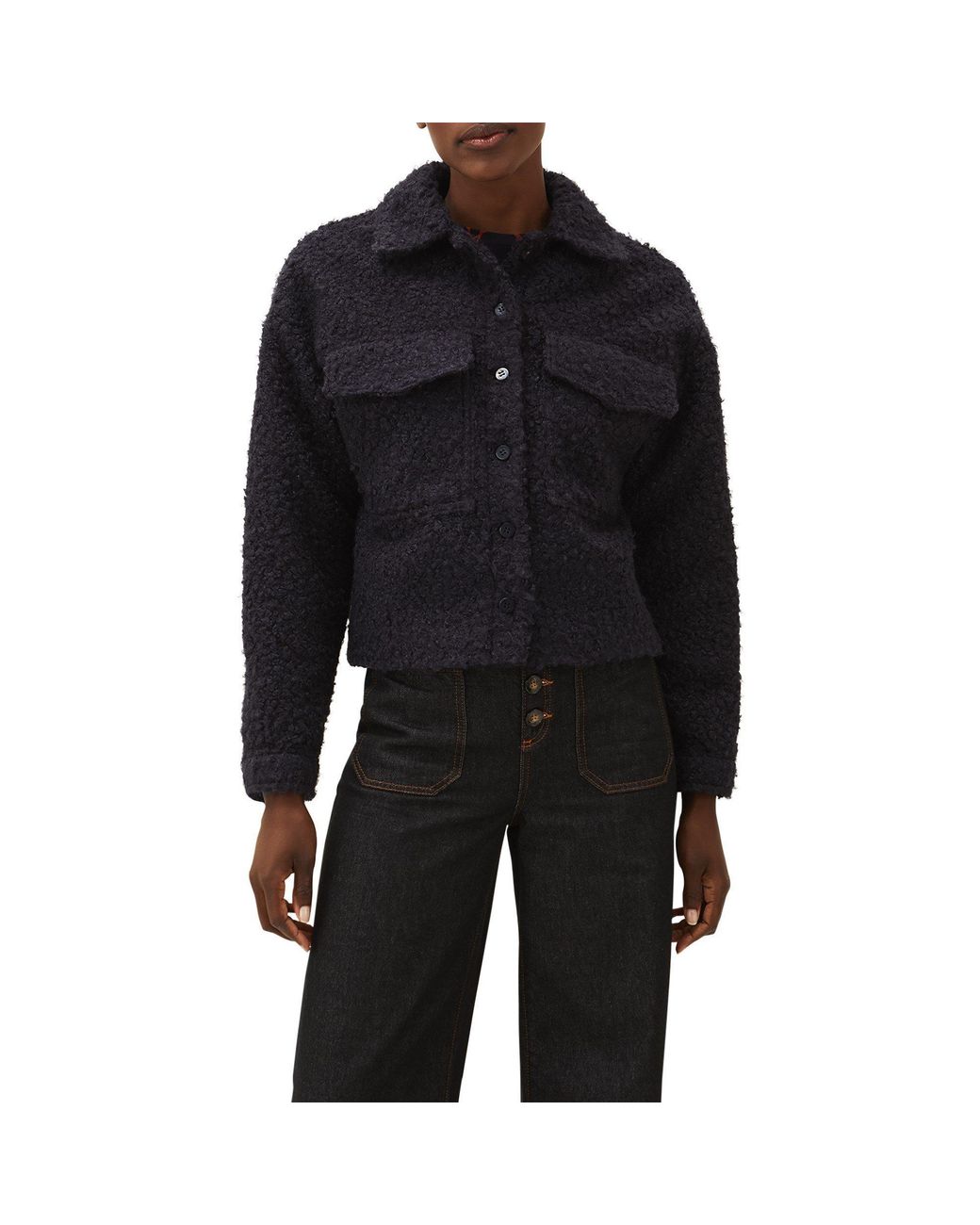 Phase Eight Black Blake Boxy Borg Teddy Texture Jacket