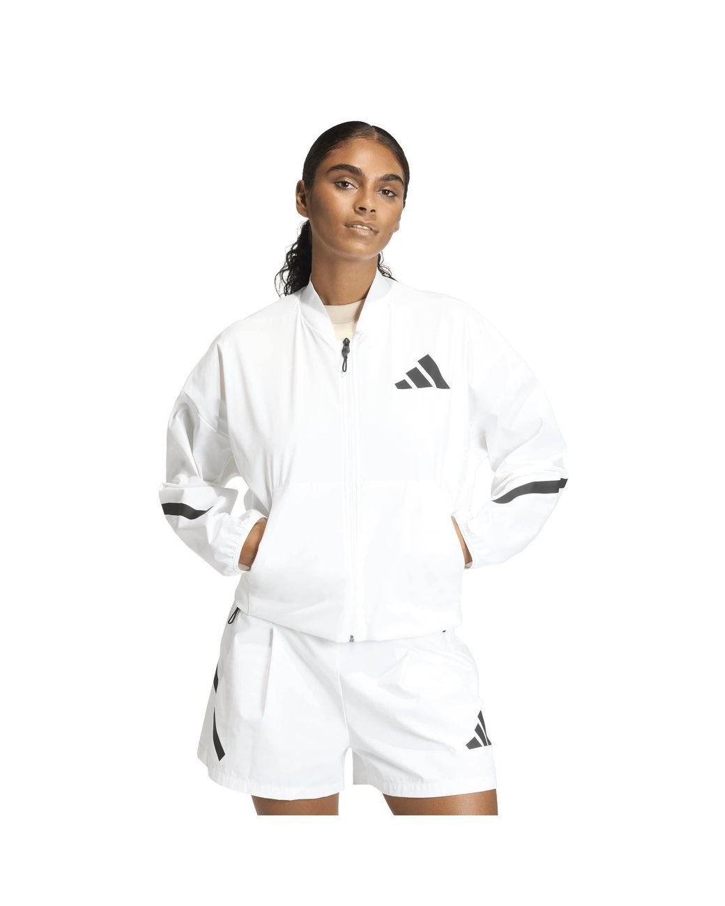 Adidas White Z.N.E. Woven Midweight Bomber Jacket