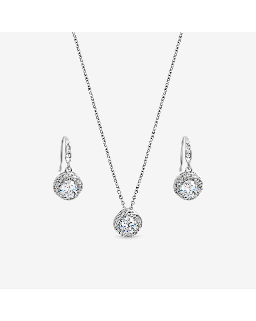 Jon Richard Gray Rhodium Plated And Crystal Knot Drop Box Set