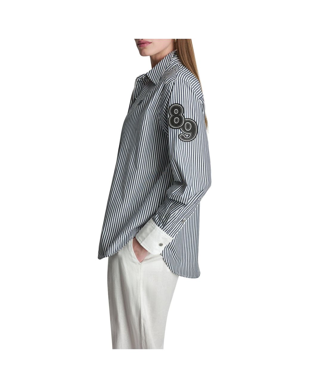 DKNY Gray Long Sleeve Patterned Shirt