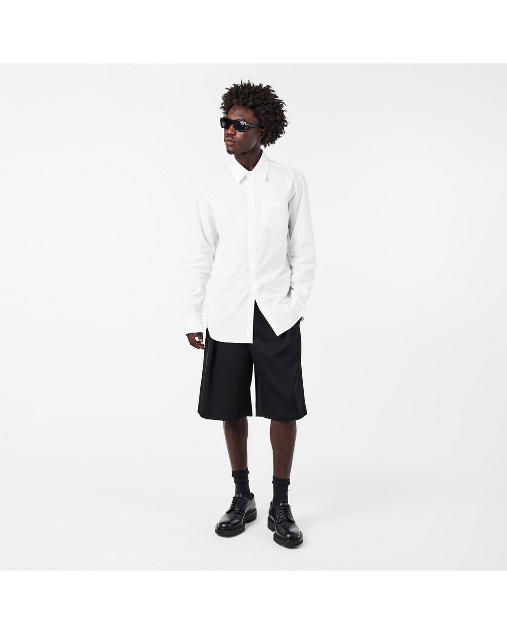 Balmain White Emblam Long Sleeve Plain Shirt for men