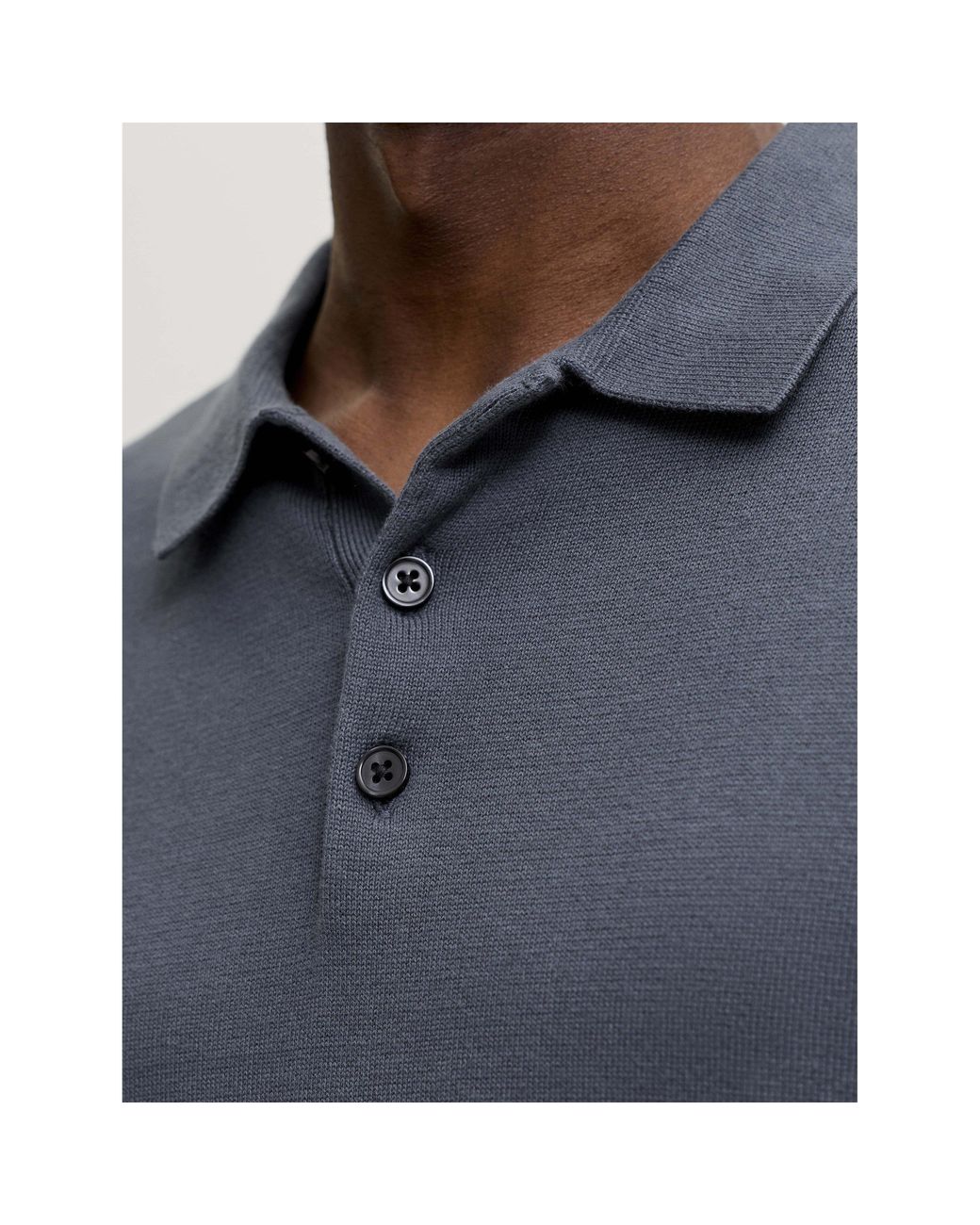 Jack & Jones Blue Basic Cotton Long-Sleeve Polo for men