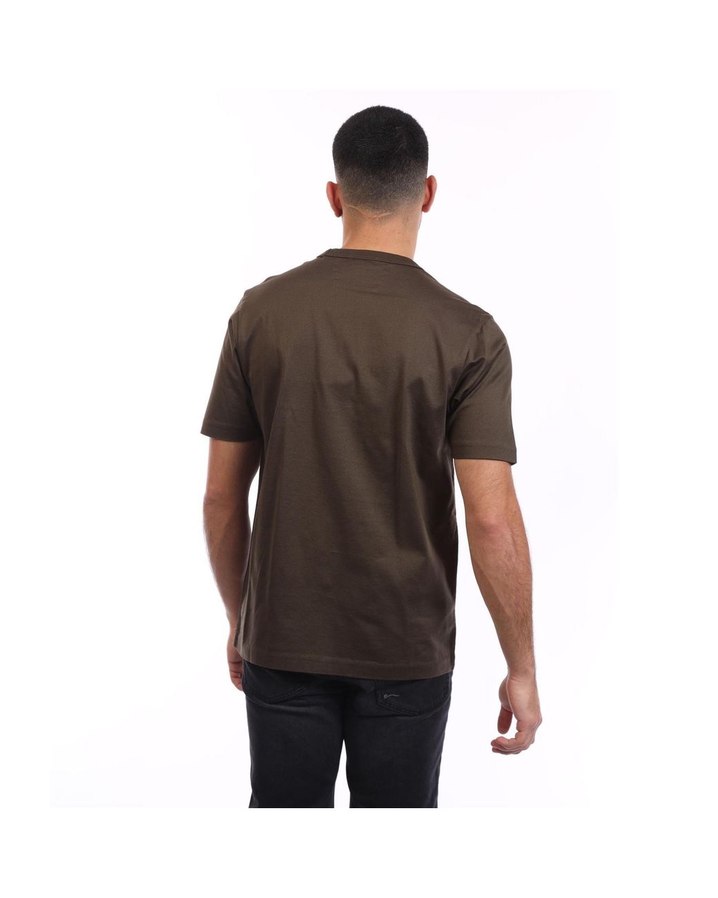 C P Company Brown Mercerized 30/2 Jersey Twisted Logo T-Shirt for men