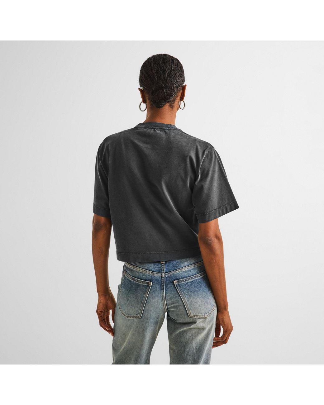 Off-White c/o Virgil Abloh Black Short-Sleeve Floral Cotton Cropped T-Shirt
