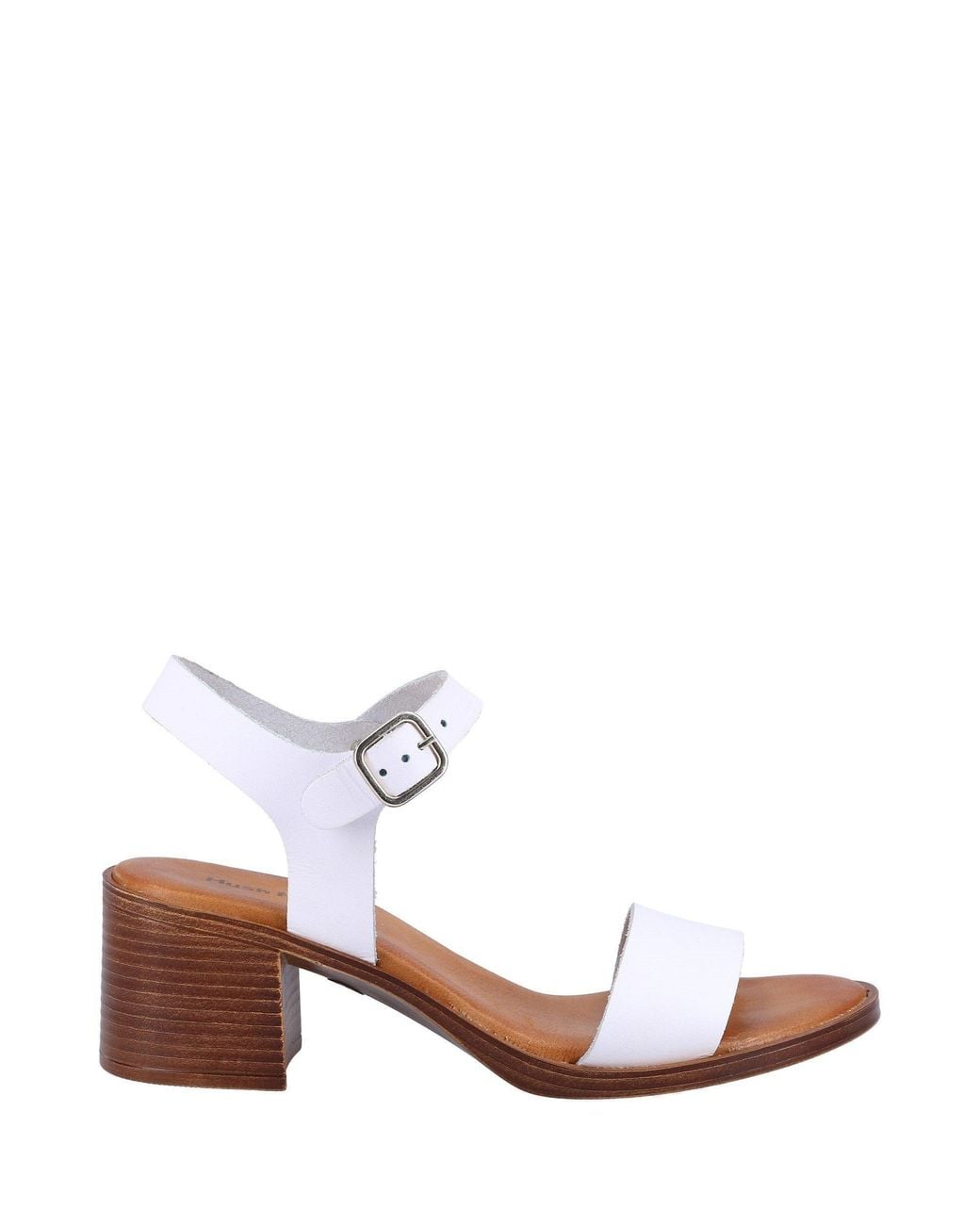 Hush Puppies White Gabby Leather Heeled Sandals