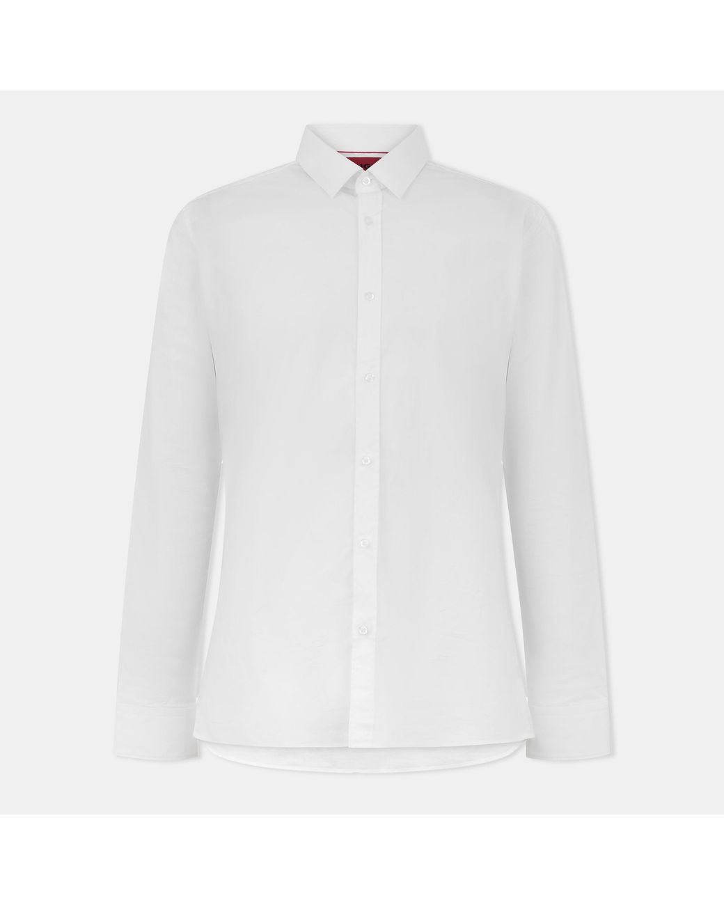 HUGO White Elisha Long Sleeve Plain Shirt for men