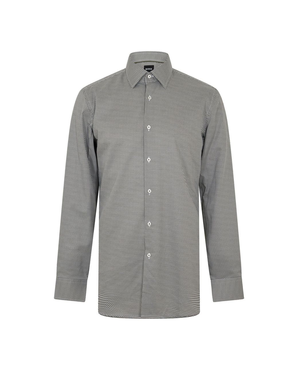 Boss Gray Hank Kent Oxford Shirt, Comfortable Regular-Fit for men