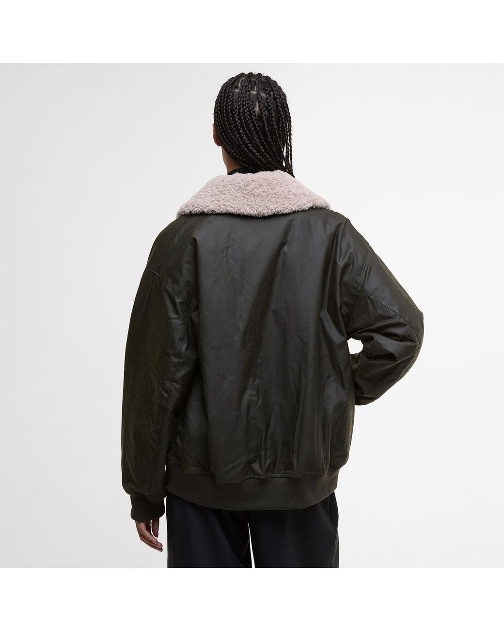 Barbour Black Maxine Waxed Bomber Long Sleeve Wax Jacket