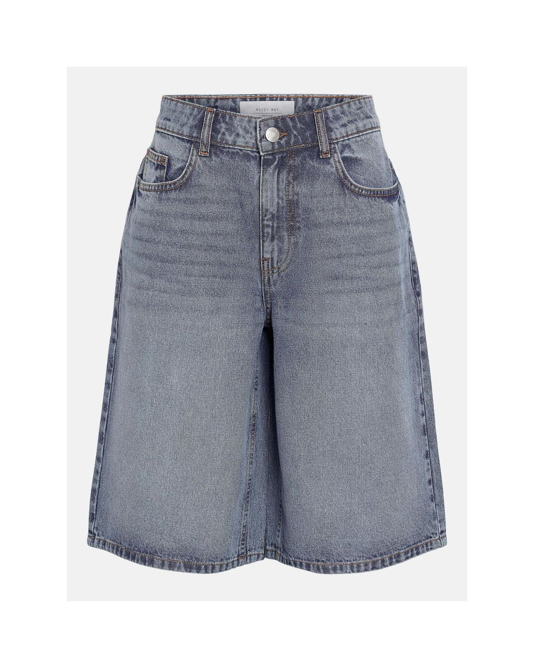 Noisy May Blue Mindie Cotton Bermuda Denim Shorts