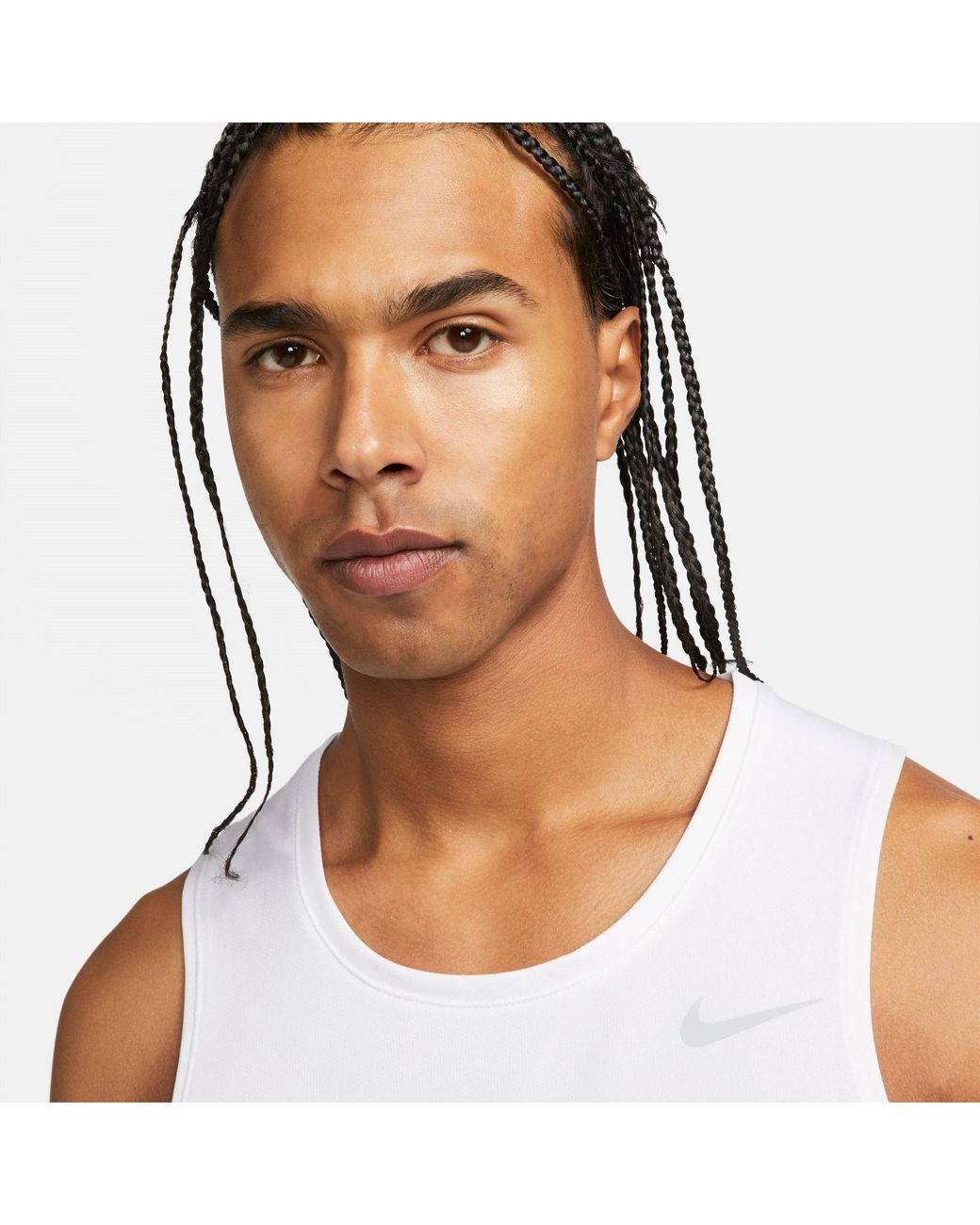 Nike White Miler Dri-Fit Running Tank Top for men