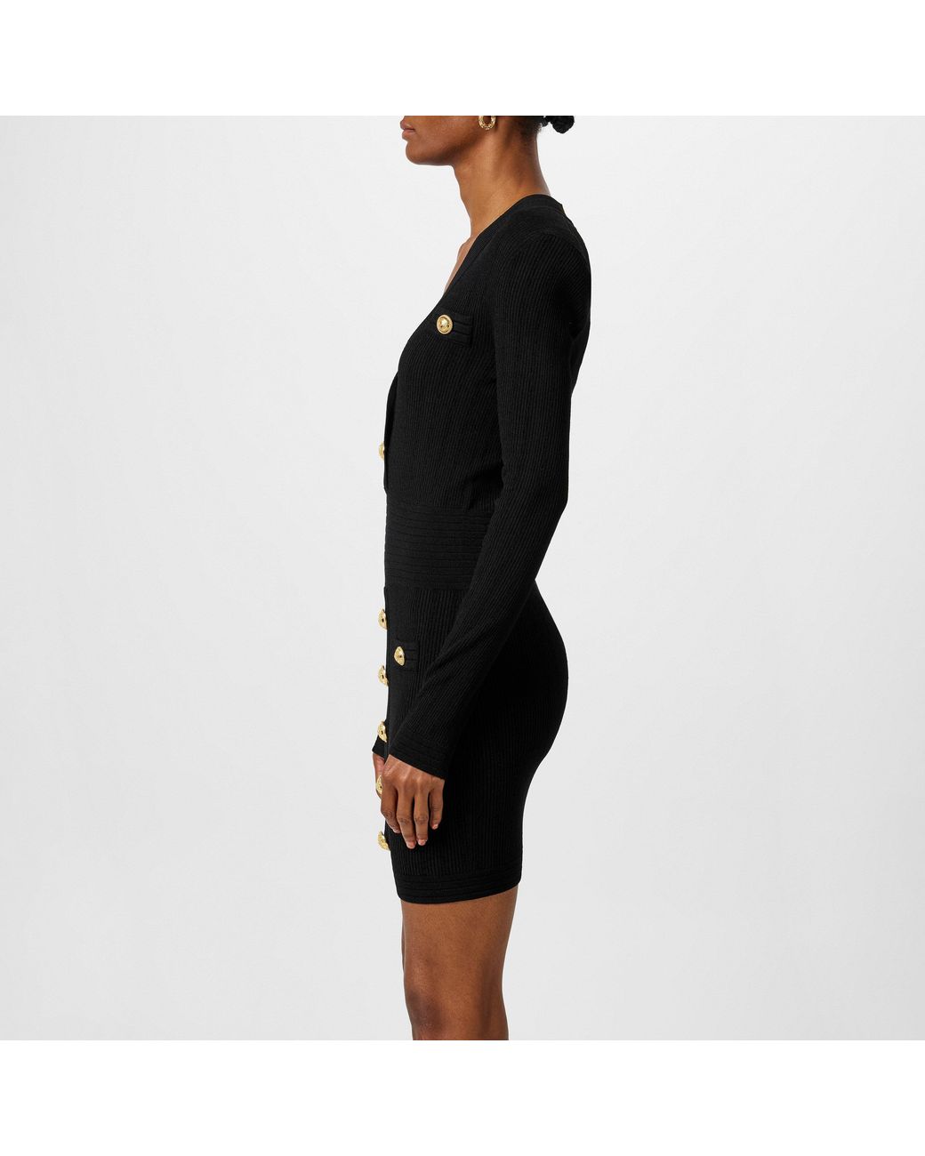 Balmain Black Knitted Button Dress