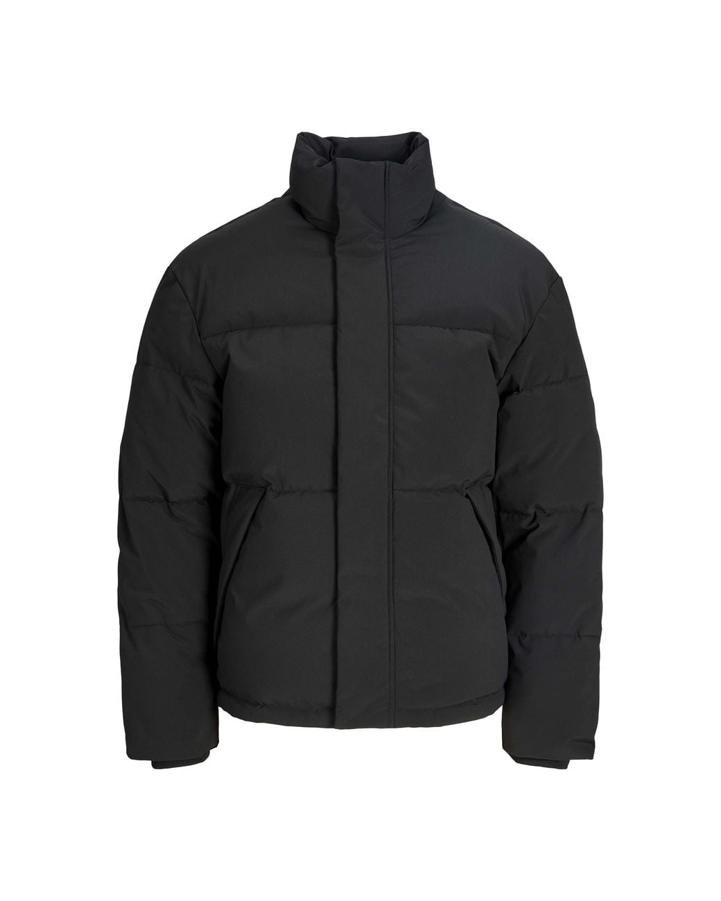 Jack & Jones Black Soho Stand Collar Puffer Jacket for men