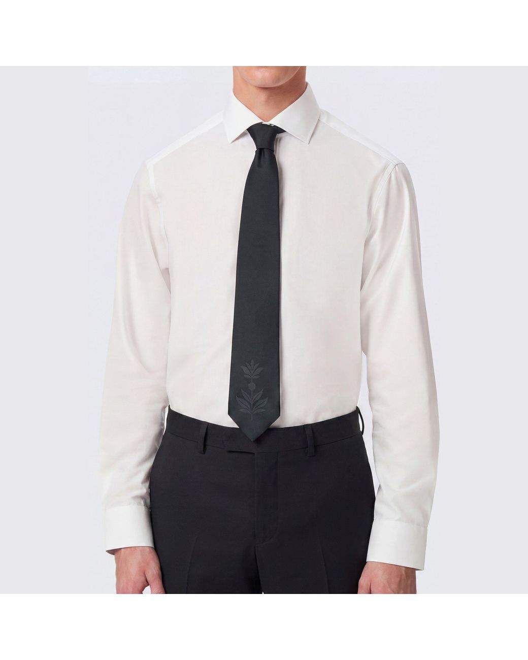 Twisted Tailor Black Atticus Floral Placement Tie for men